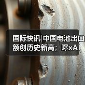 国际快讯|中国电池出口额创历史新高;曝xAI洽谈新一轮150亿美元融资(图1) 国际快讯|中国电池出口额创历史新高;曝xAI洽谈新一轮150亿美元融资(图1)