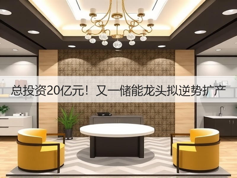 总投资20亿元！又一储能龙头拟逆势扩产